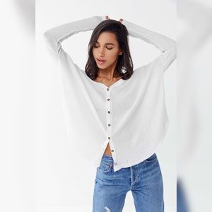 Urban Outfitters White Waffle Knit Thermal